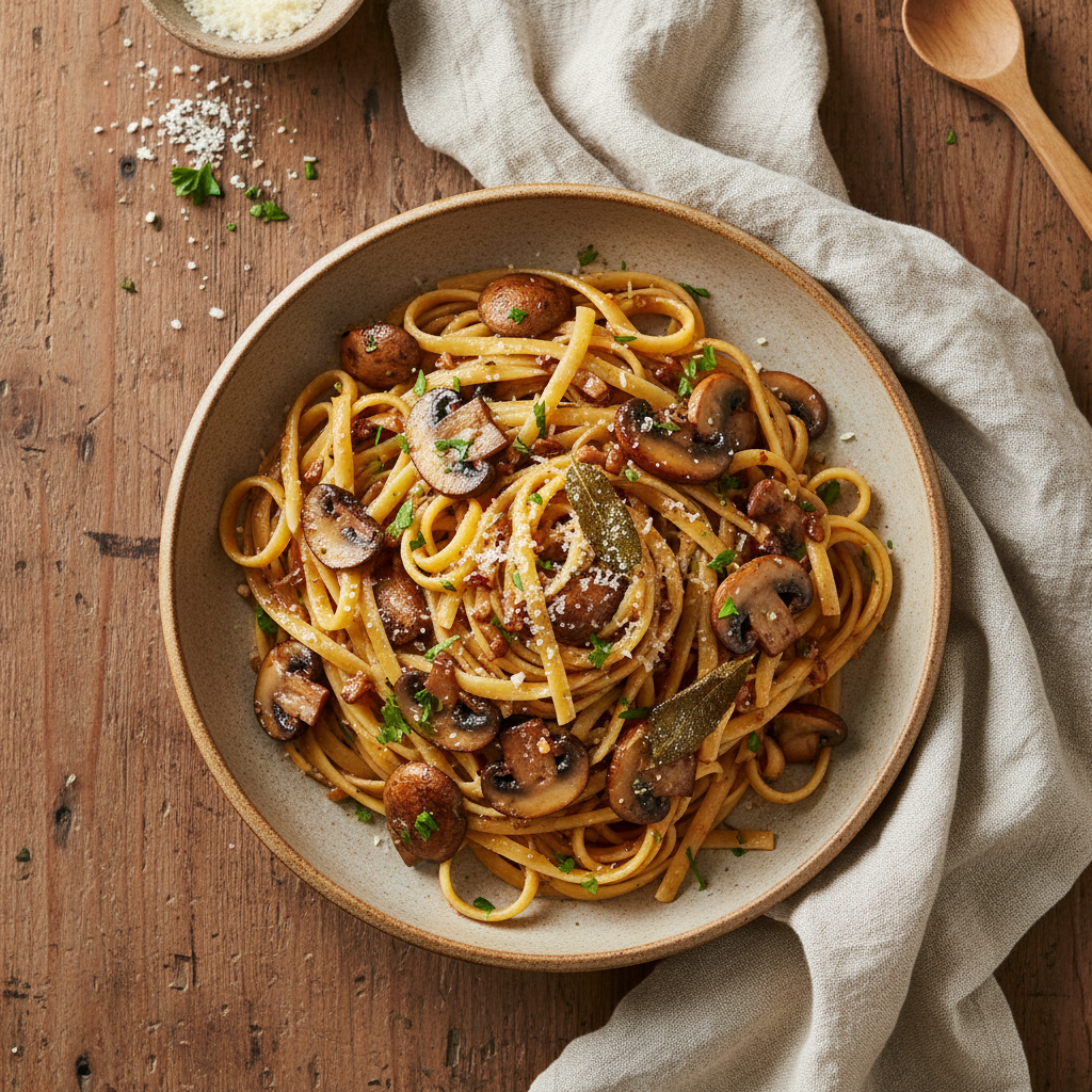 Brown-Butter Mushroom Pasta
