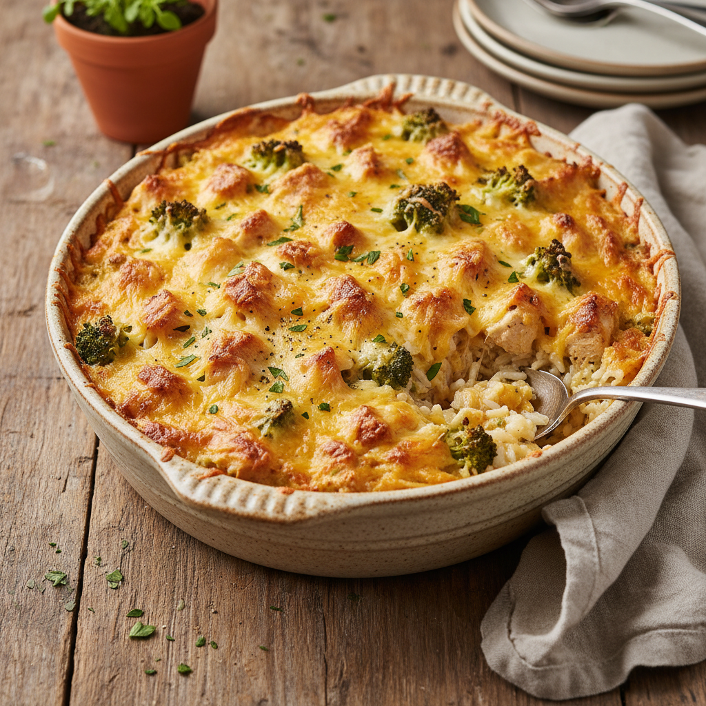 Cheesy Chicken & Broccoli Rice Casserole