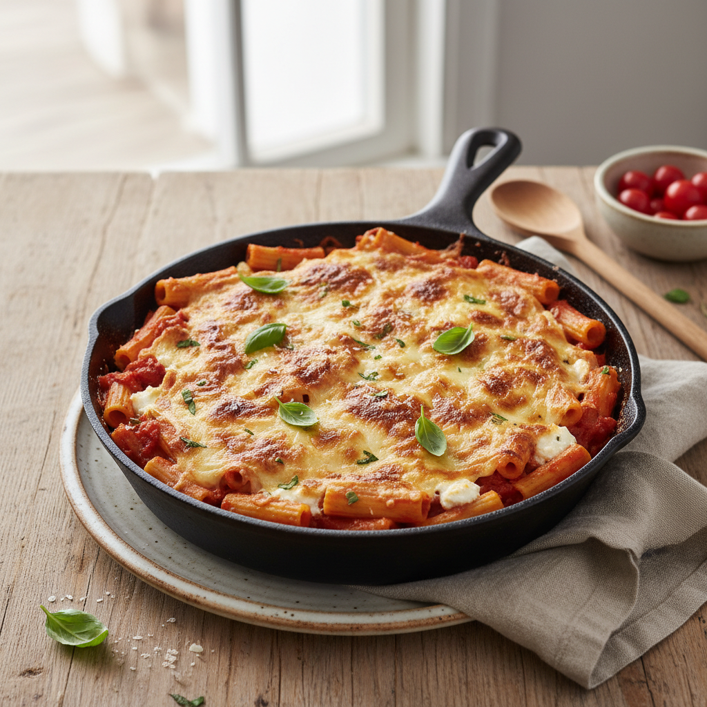 Cheesy Skillet Baked Ziti