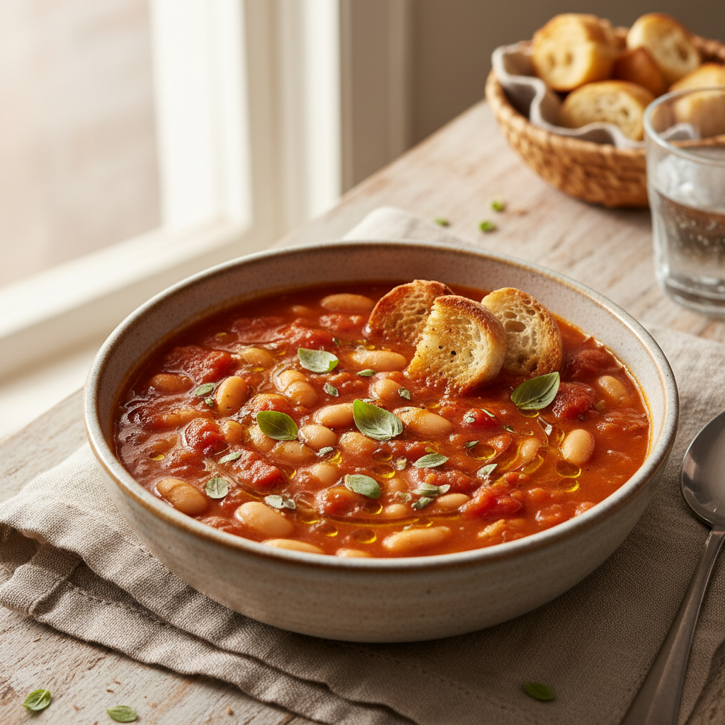 Cozy Tomato and White Bean Soup