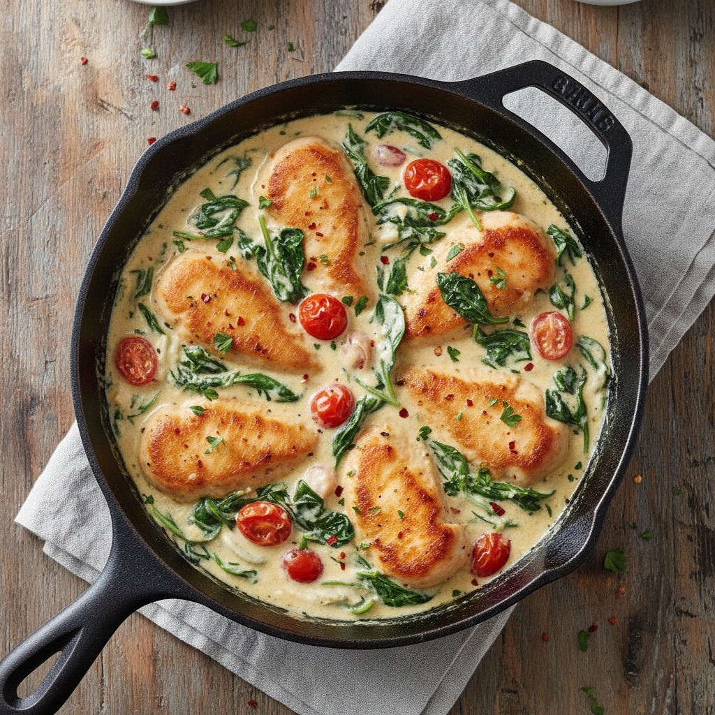 Creamy Chicken and Spinach Skillet
