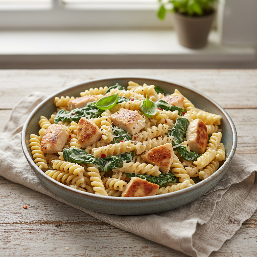 Creamy Chicken & Spinach Pasta
