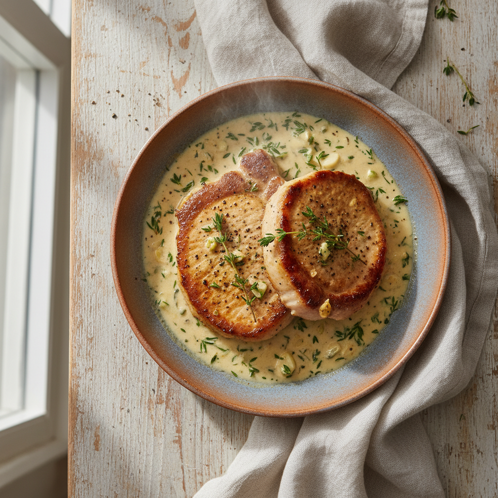 Creamy Garlic Herb Pork Chops