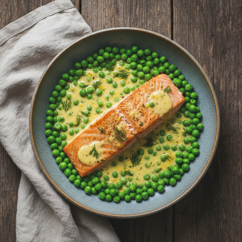 Creamy Lemon Dill Salmon with Peas