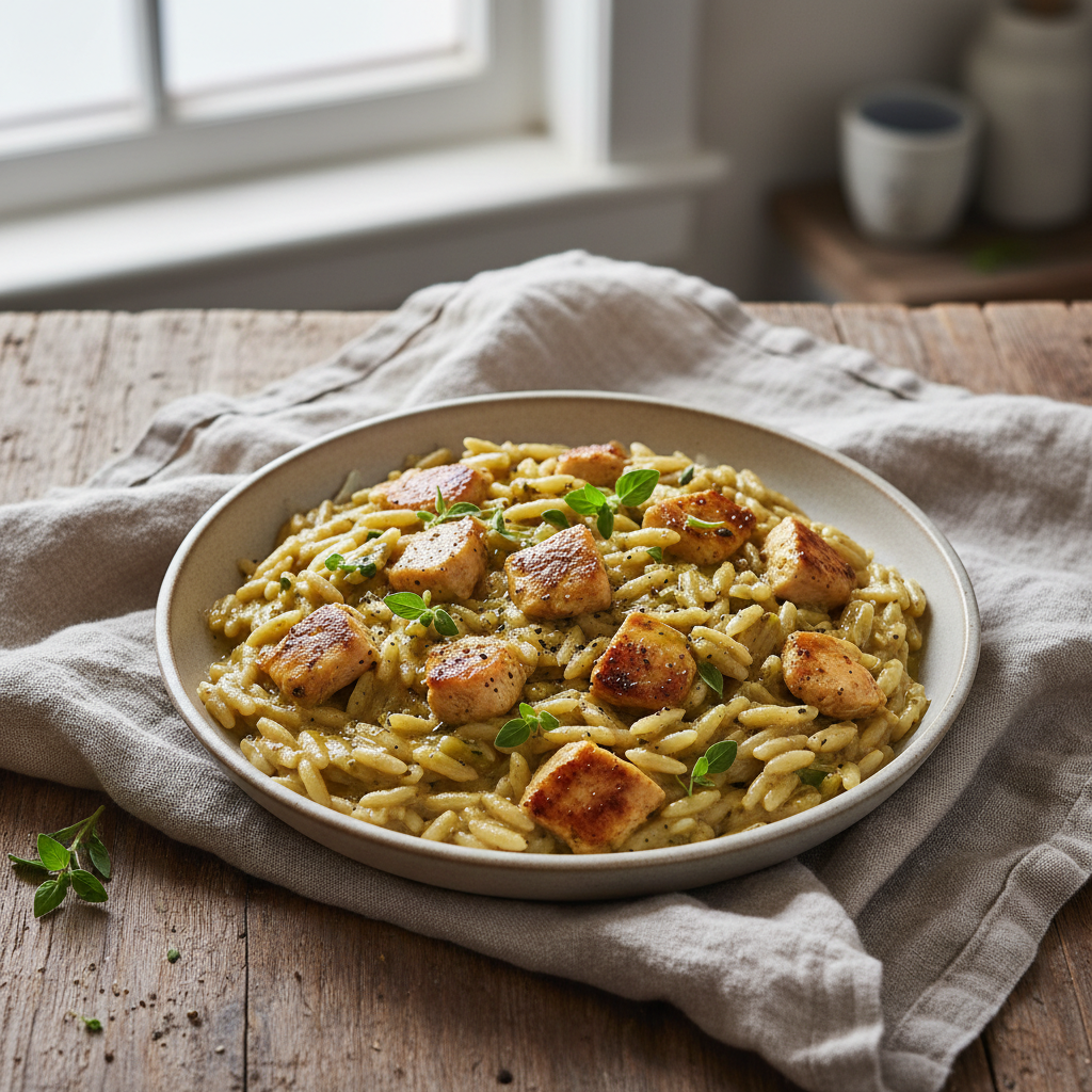 Creamy Oregano Chicken and Orzo