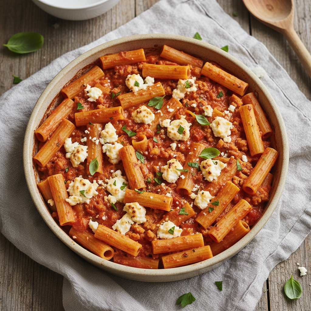 Creamy Tomato and Feta Pasta Bake