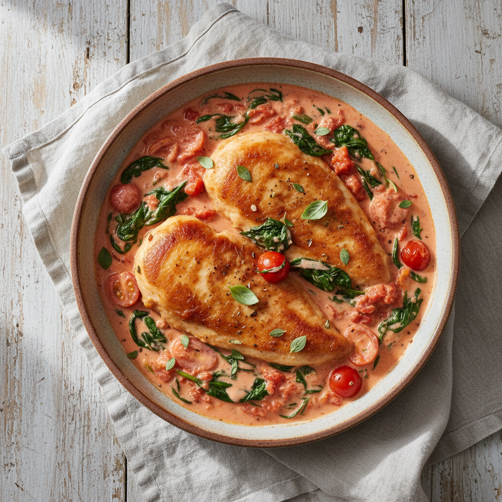Creamy Tomato and Spinach Chicken