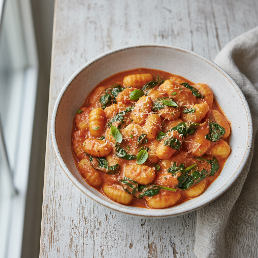 Creamy Tomato and Spinach Gnocchi