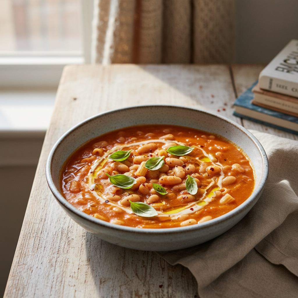 Creamy Tomato & Bean Soup with Ditalini