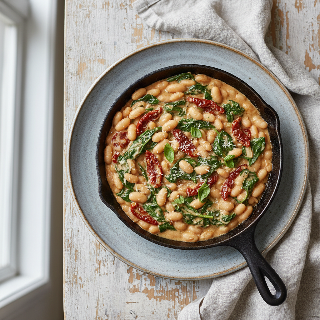 Creamy Tuscan White Bean Skillet