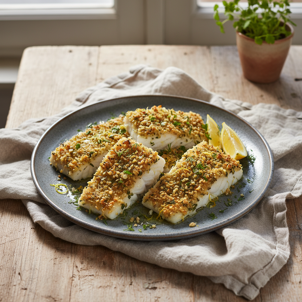 Crispy Baked Fish with Garlic Herbs