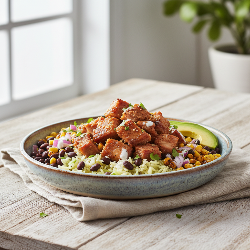 Crispy Baked Pork Carnitas Bowls