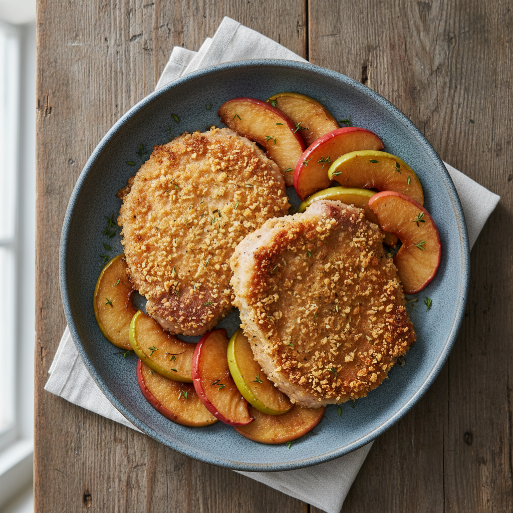 Crispy Baked Pork Chops with Apples