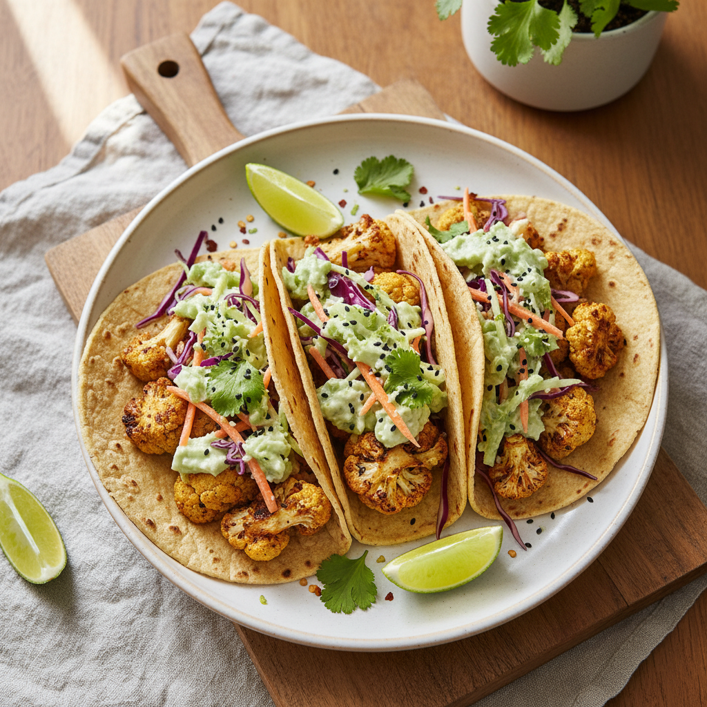 Crispy Cauliflower Tacos with Creamy Slaw