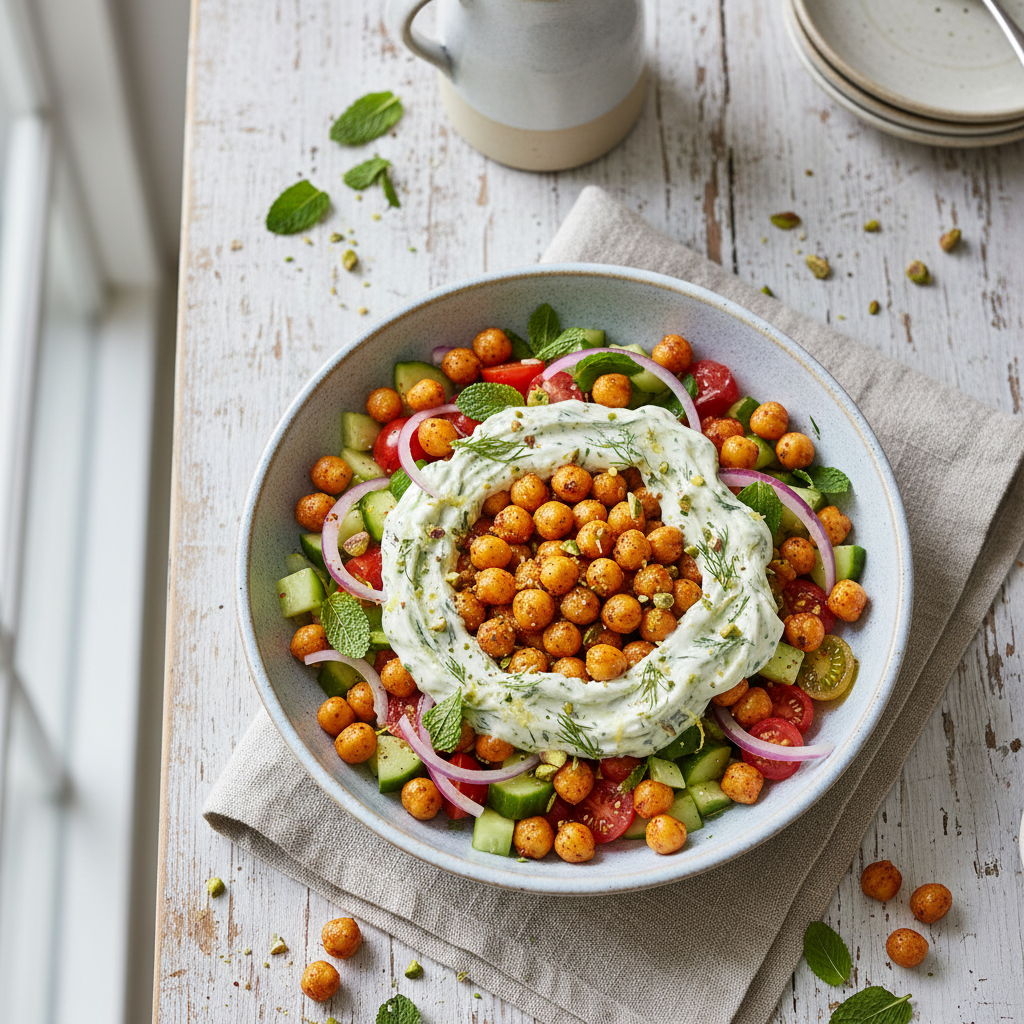 Crispy Chickpea Bowls with Tangy Yogurt
