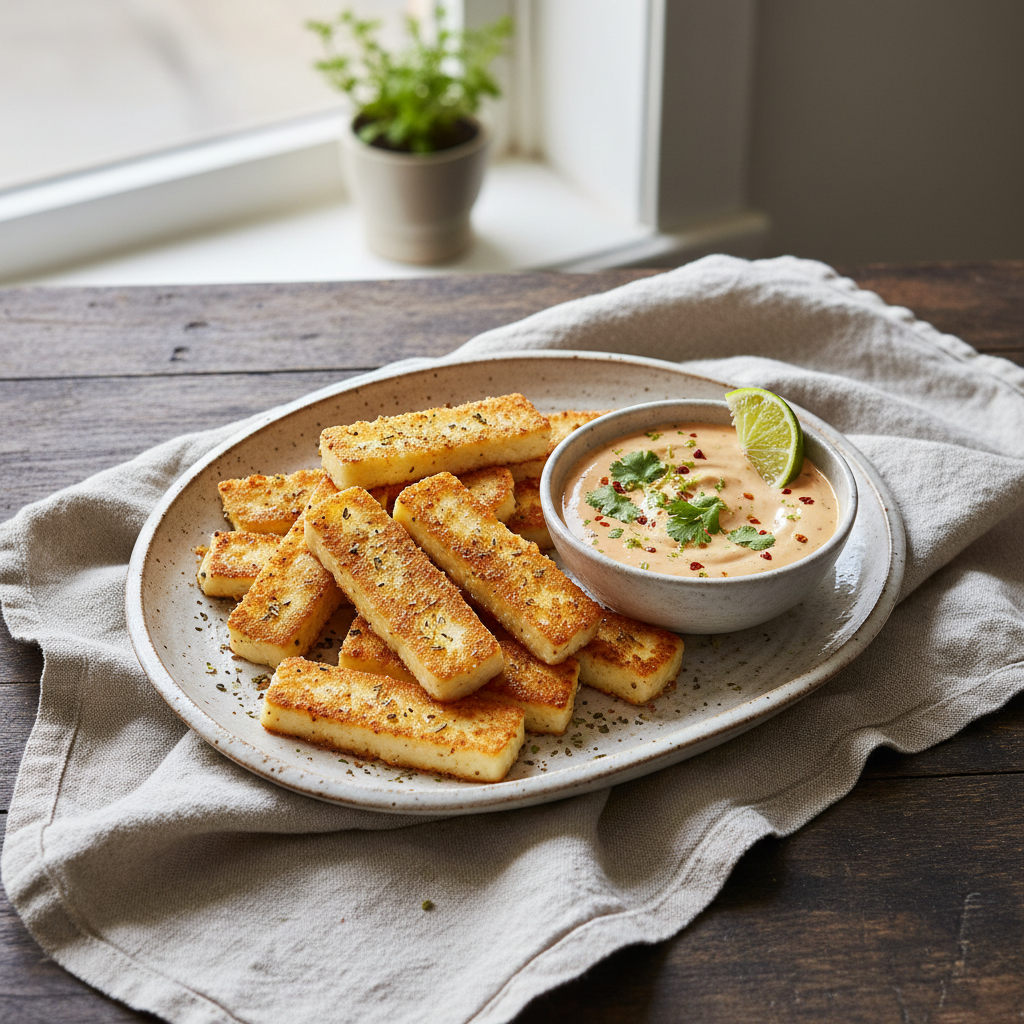 Crispy Halloumi Fries with Zesty Dipping Sauce