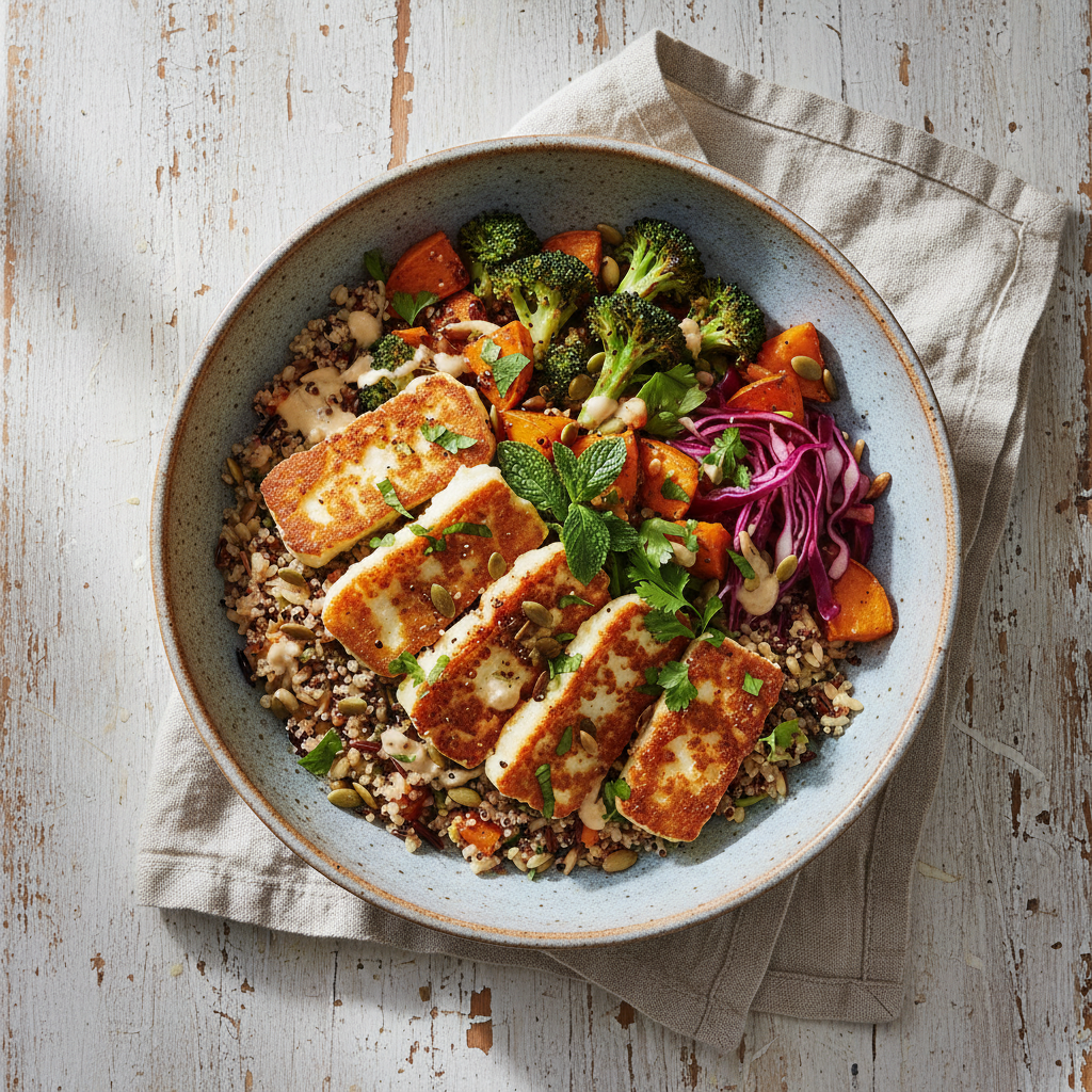 Crispy Halloumi Grain Bowls