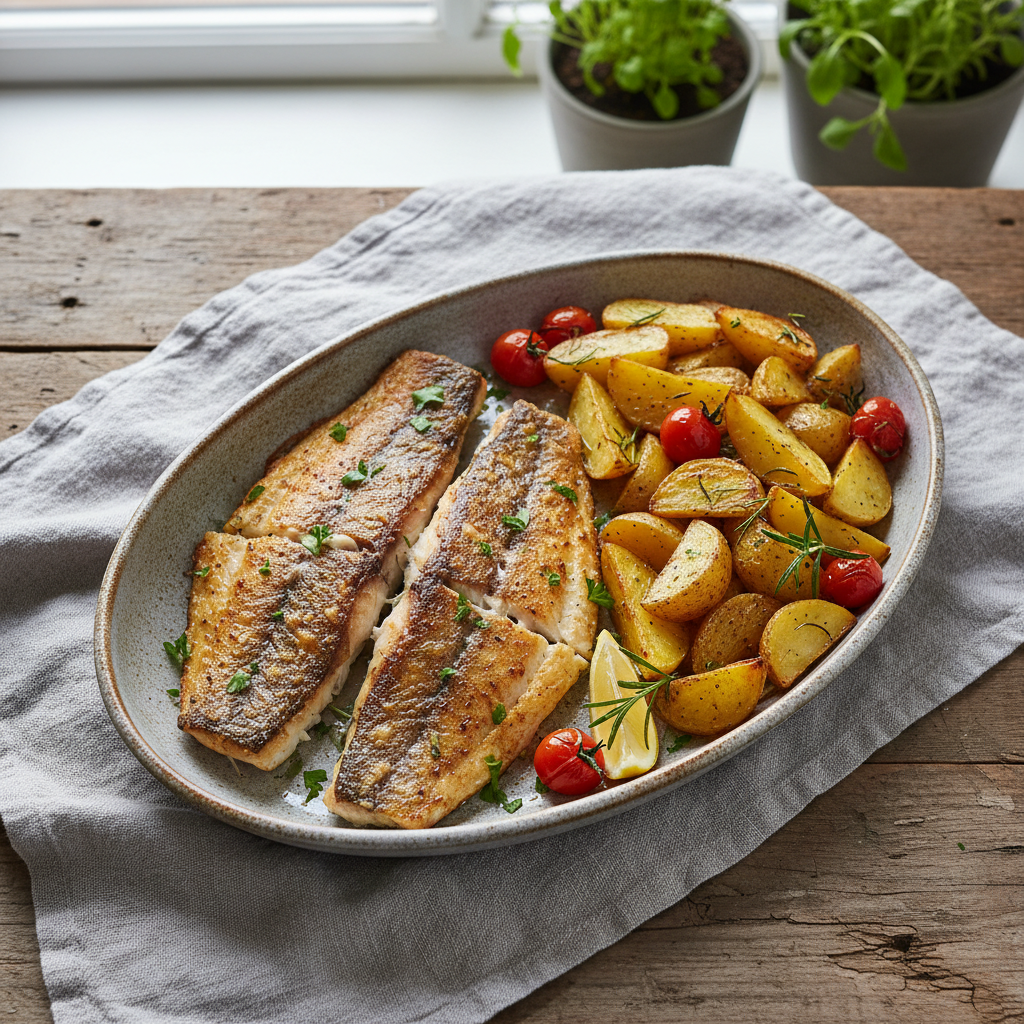 Crispy Oven-Baked Fish with Roasted Potatoes