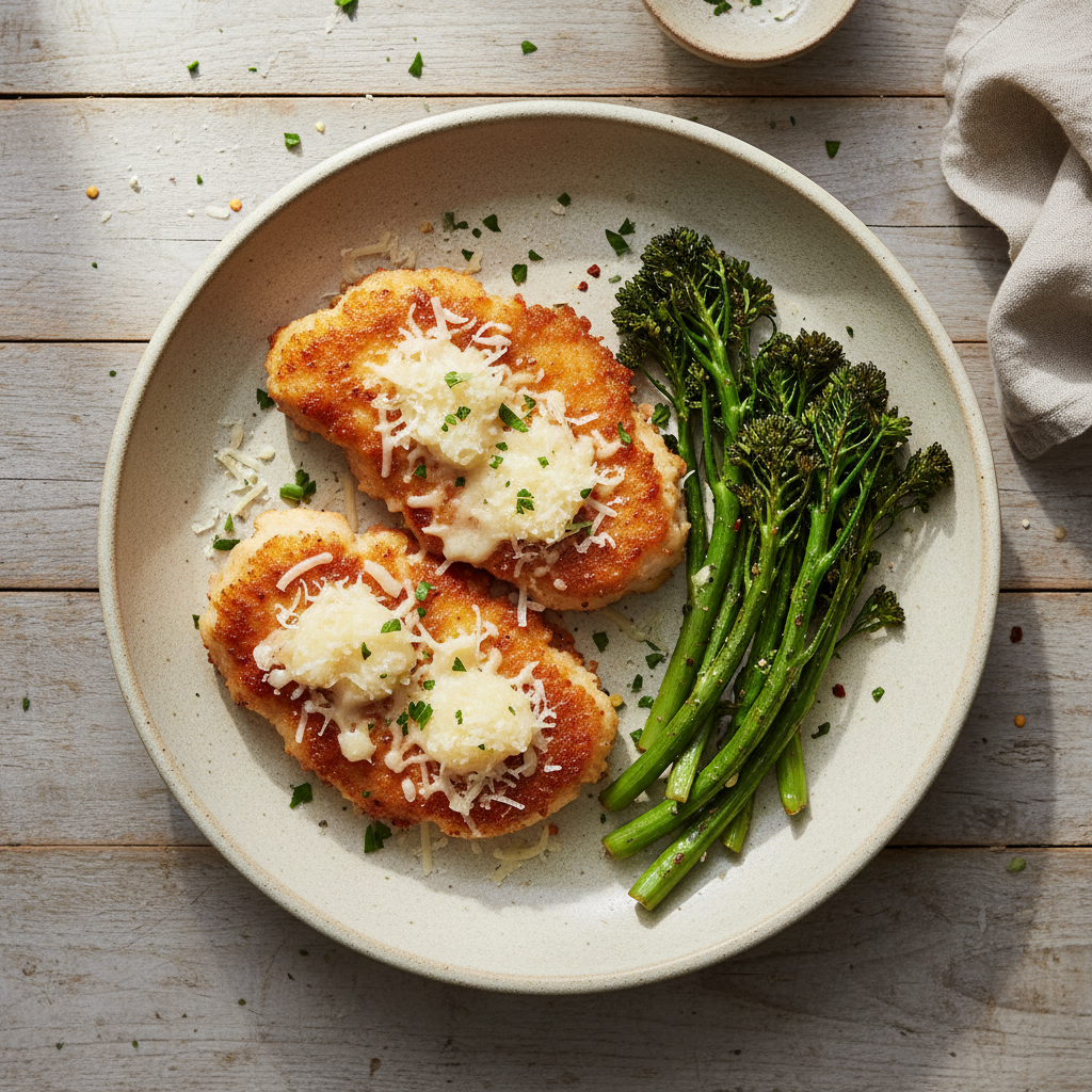 Crispy Parmesan Chicken with Broccolini