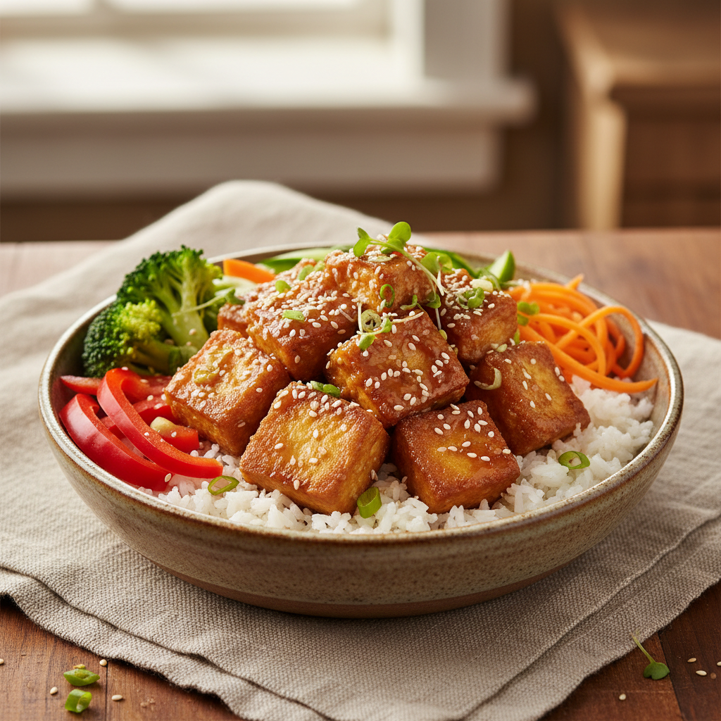 Crispy Sesame Ginger Tofu Bowls