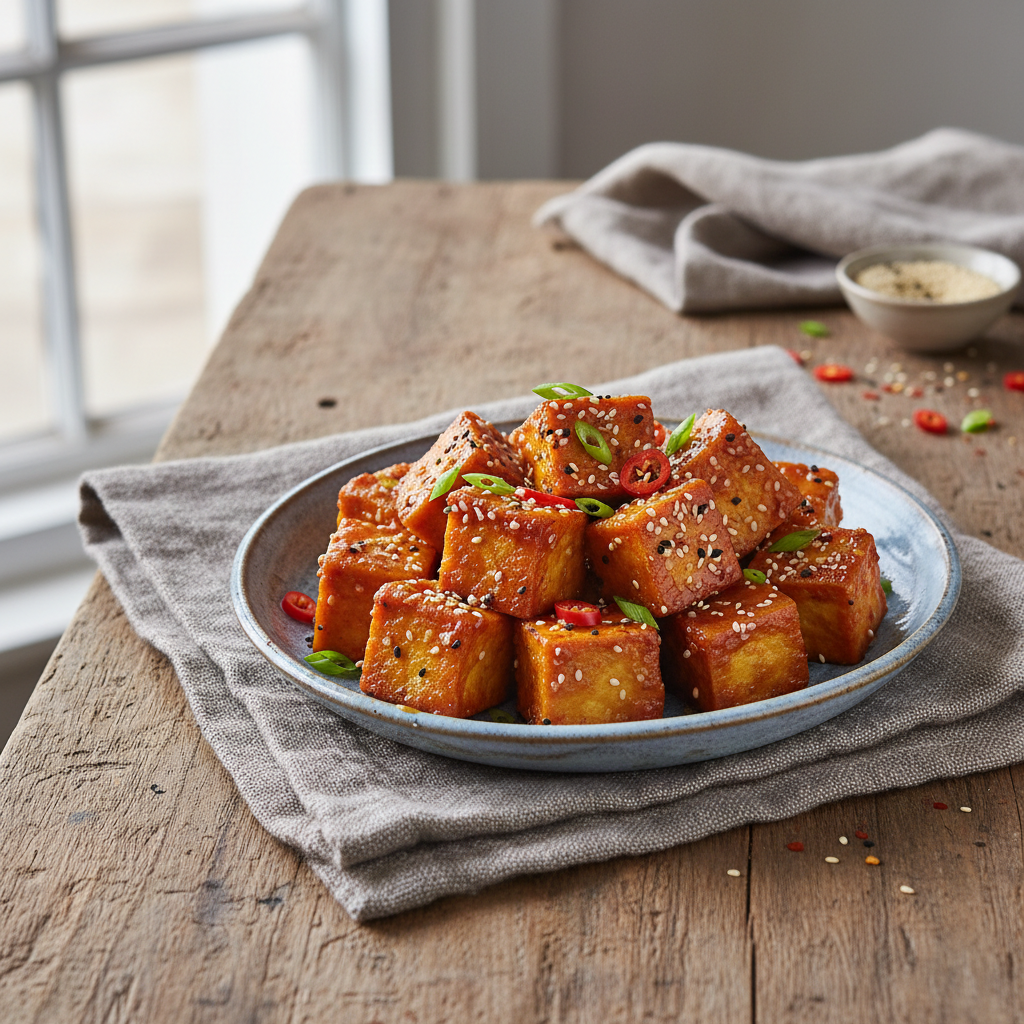 Crispy Sesame Tofu with Sweet Chili Glaze