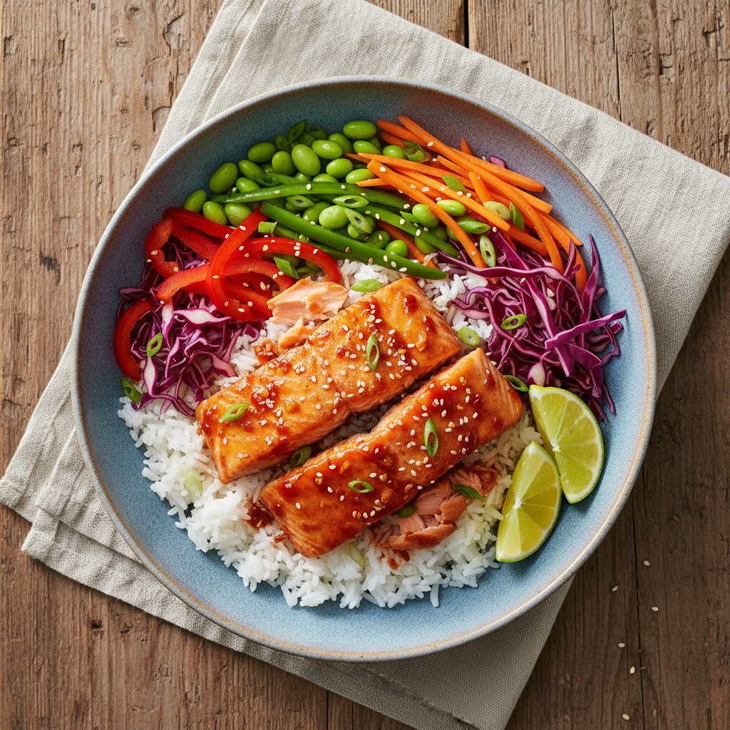 Crispy Sweet Chili Salmon Bowls