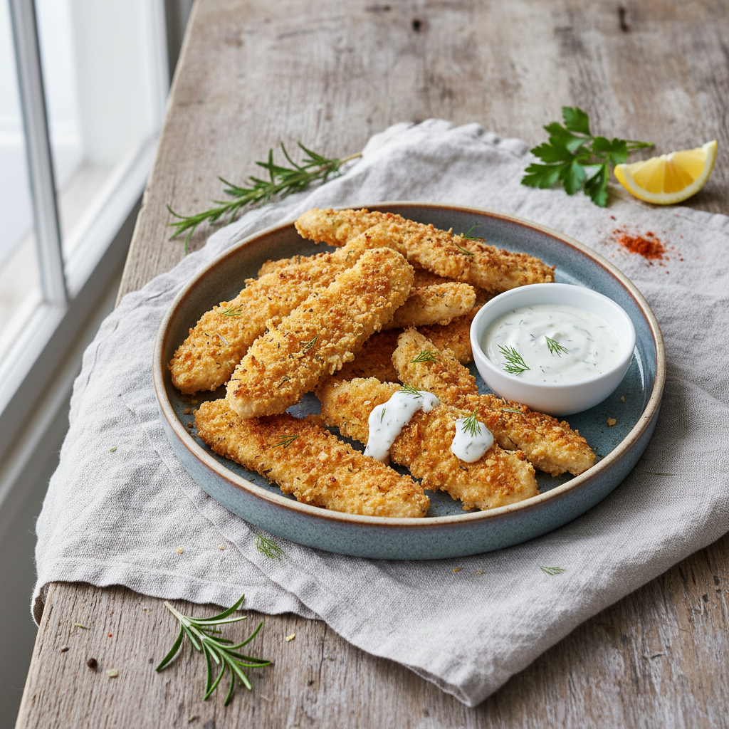 Easy Baked Chicken Strips with Ranch