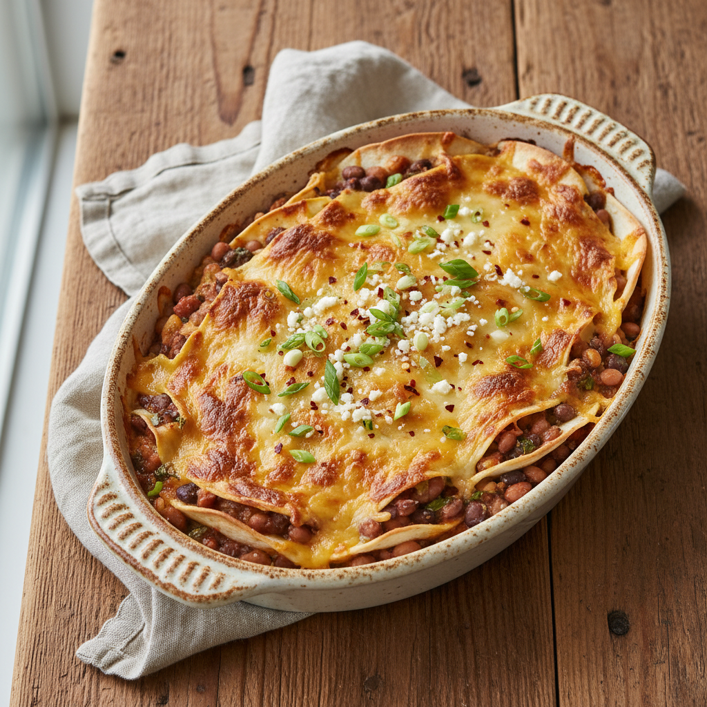Easy Cheesy Bean Burrito Bake