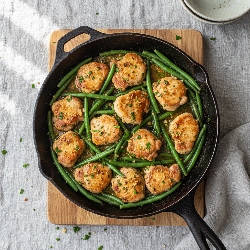 Garlic Butter Pork and Green Bean Skillet