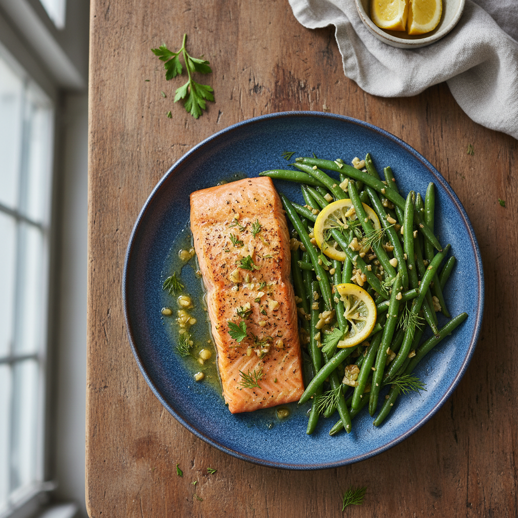 Garlic Butter Salmon & Green Beans