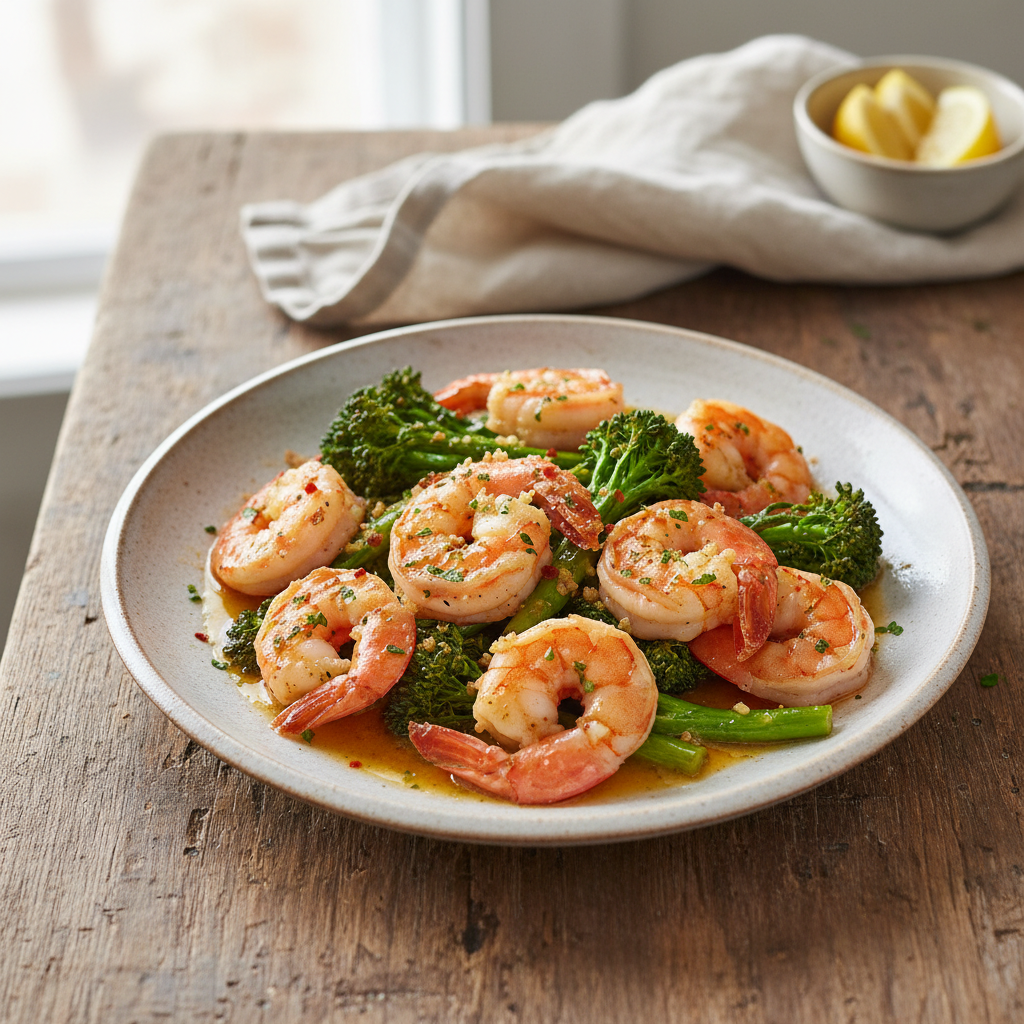 Garlic Butter Shrimp and Broccolini