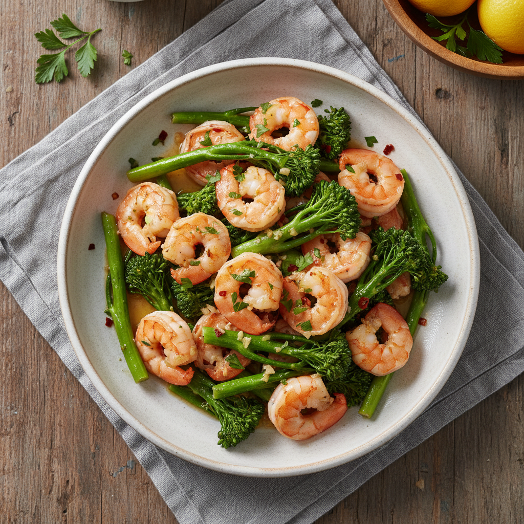 Garlic Butter Shrimp and Broccolini Stir-Fry