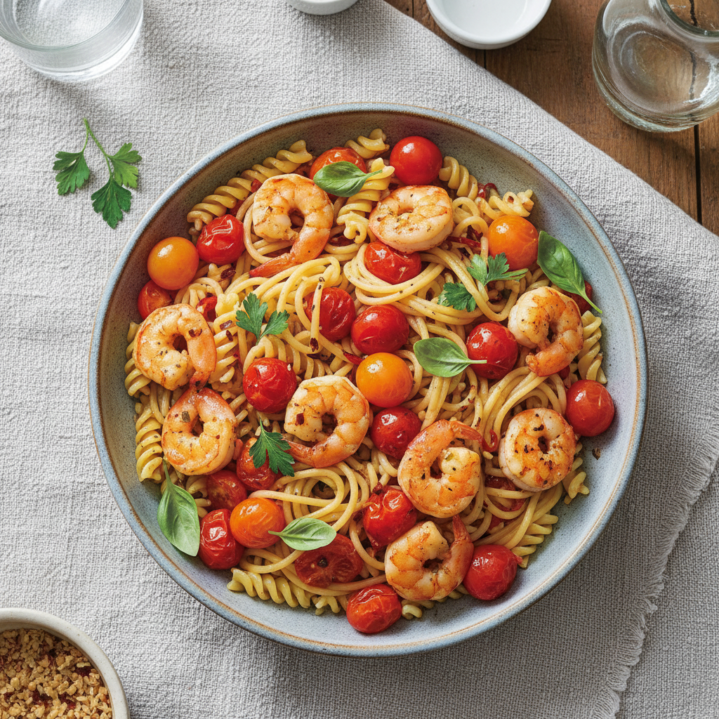 Garlic Butter Shrimp and Cherry Tomato Pasta