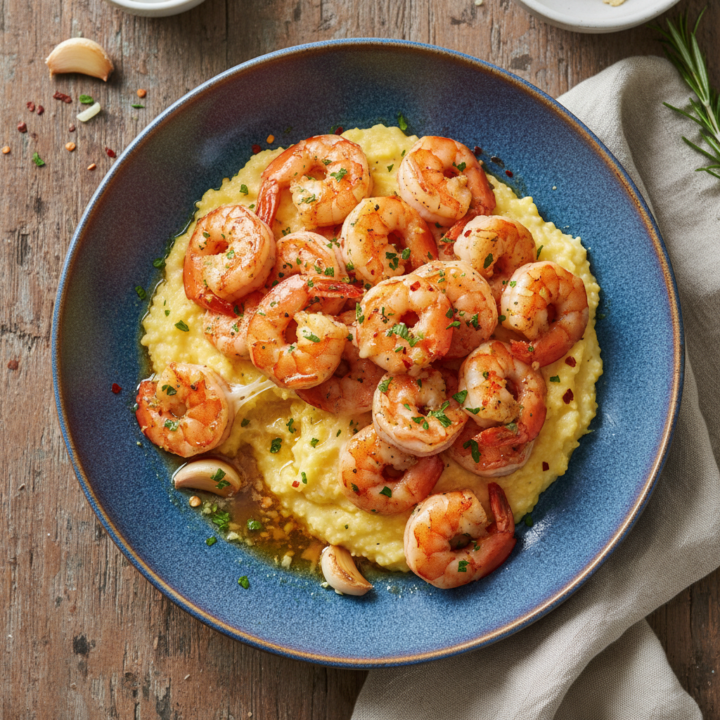 Garlic Butter Shrimp with Creamy Polenta