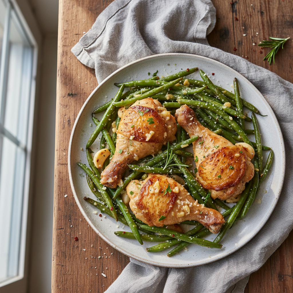 Garlic Parmesan Chicken & Green Beans
