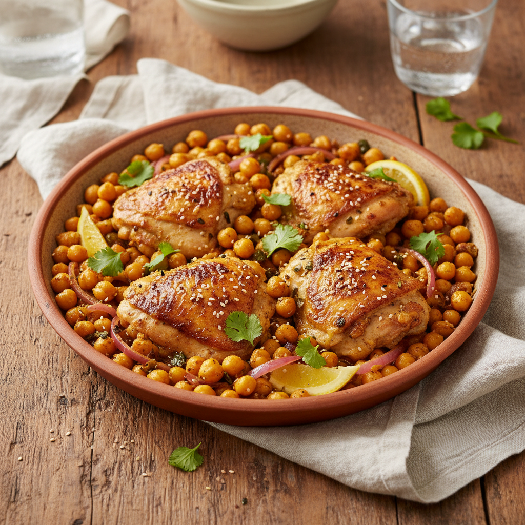 Golden Chicken and Chickpea Skillet