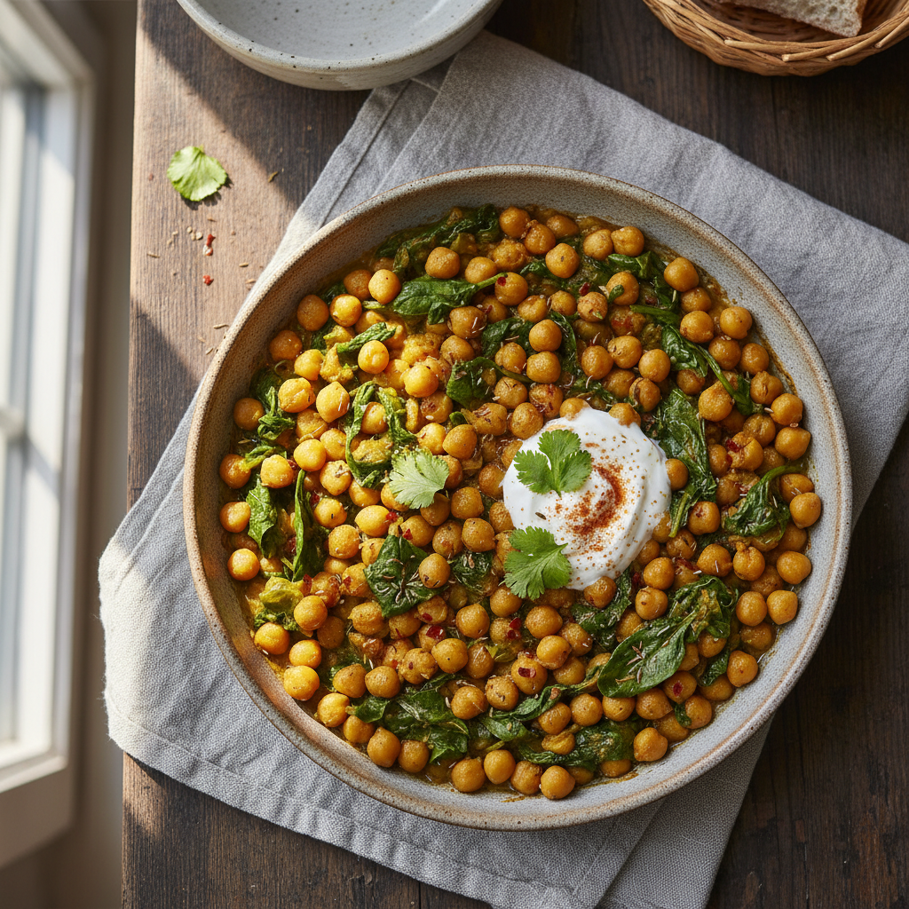 Golden Chickpea and Spinach Skillet