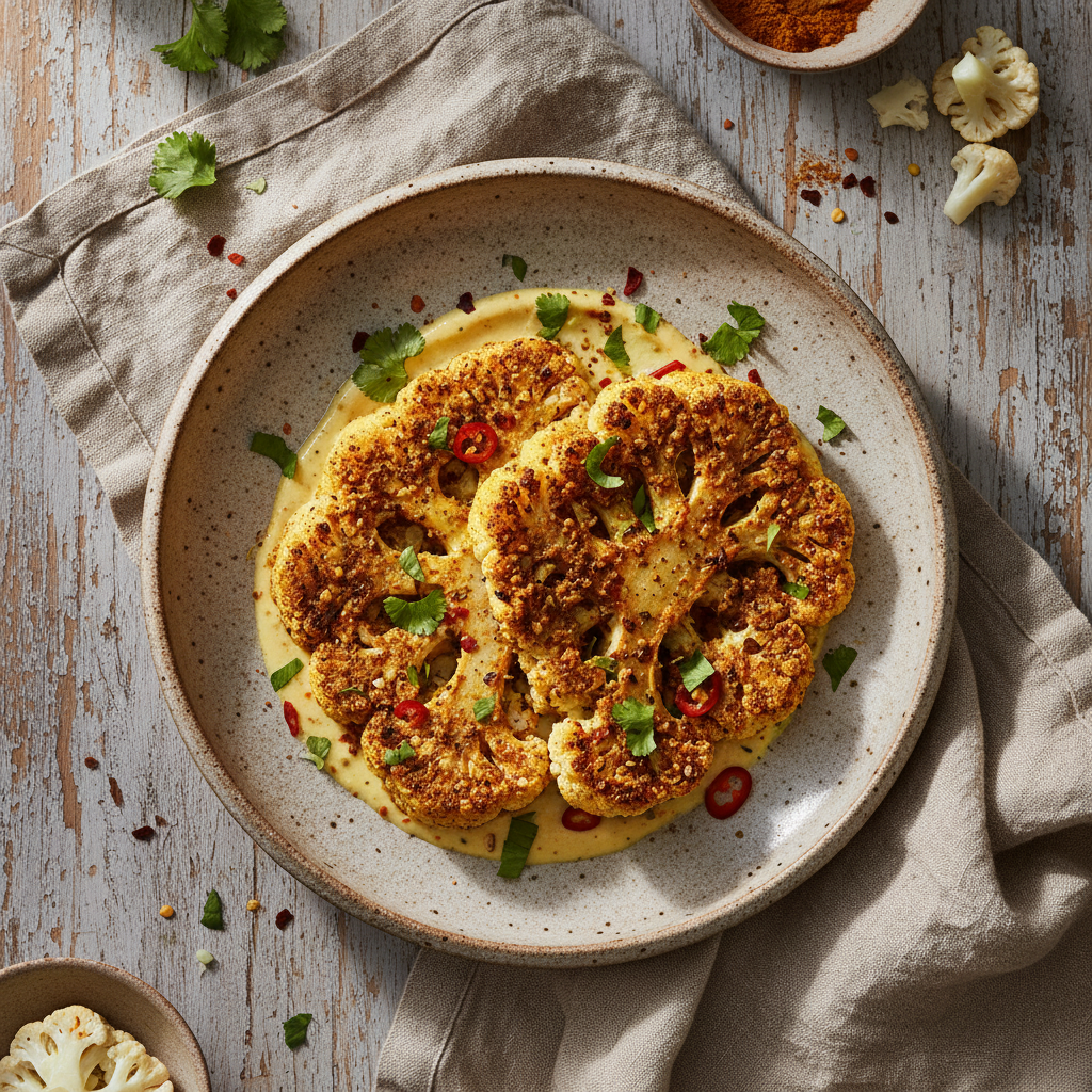 Golden Curried Cauliflower Steaks
