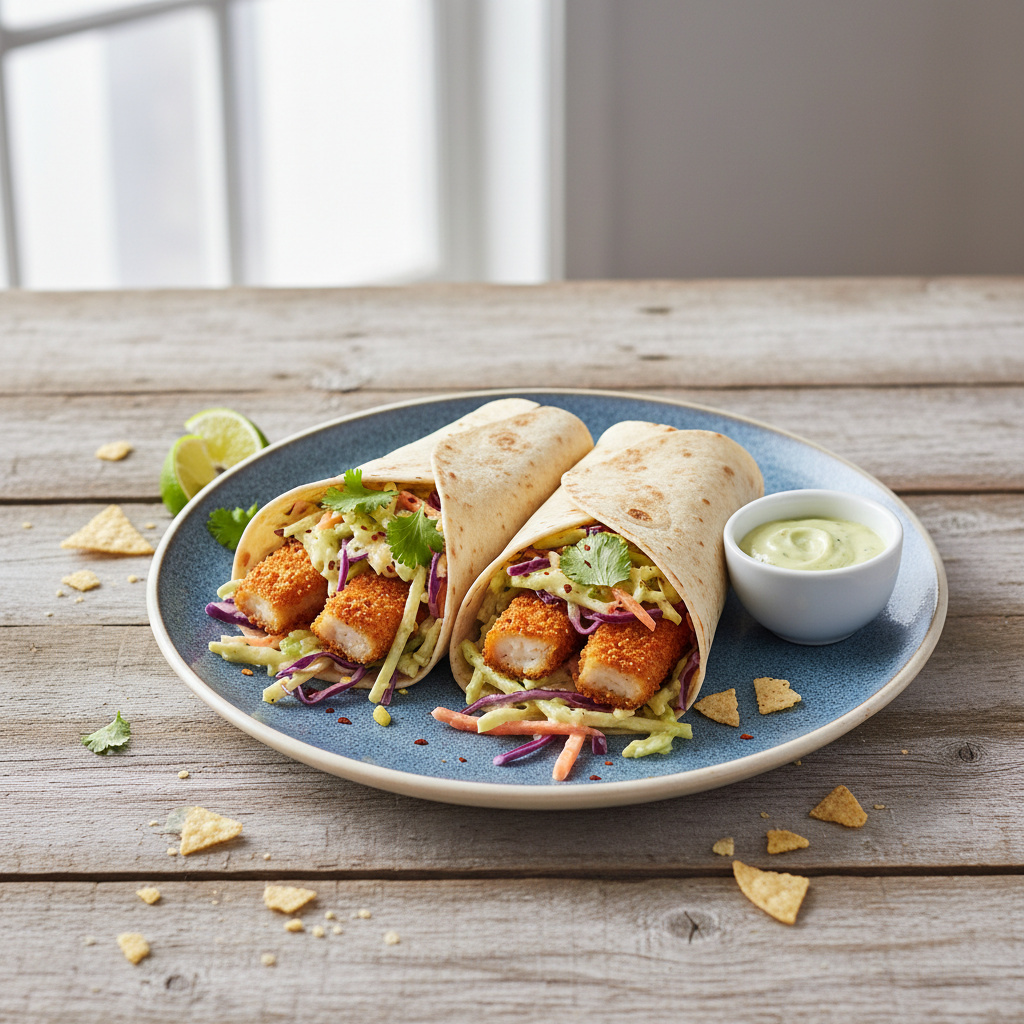 Golden Fish Stick & Slaw Wraps