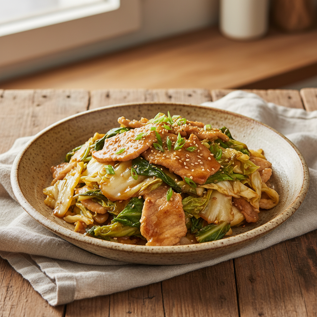 Golden Pork and Cabbage Stir-Fry