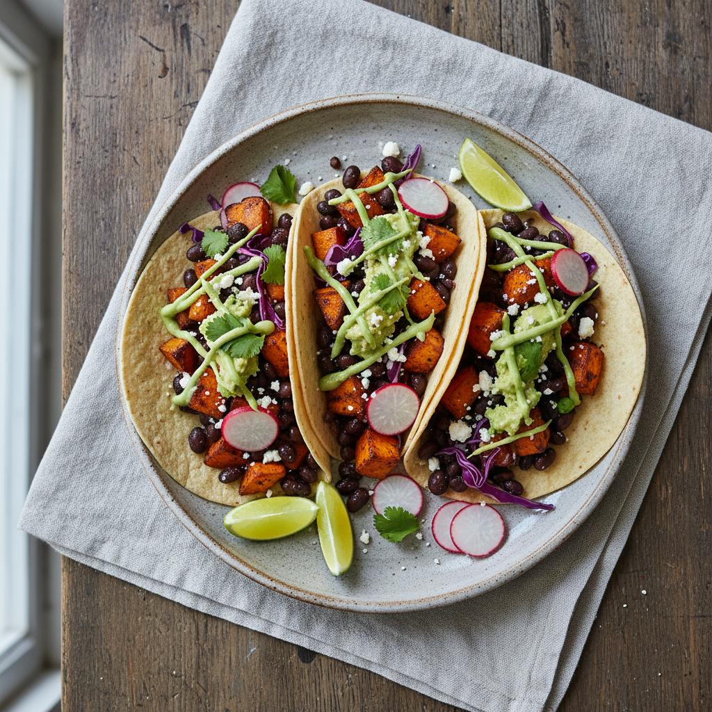 Hearty Black Bean & Sweet Potato Tacos