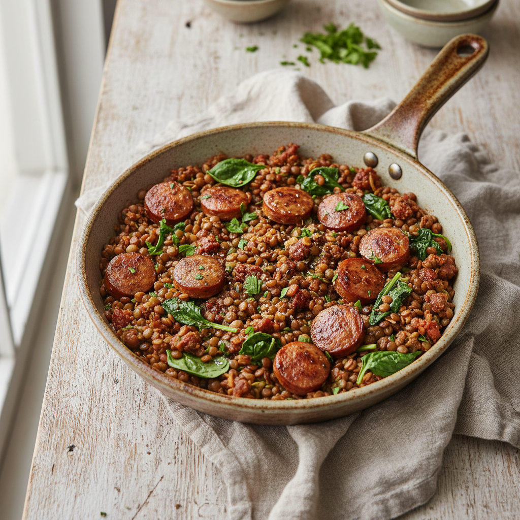 Hearty Lentil & Sausage Skillet
