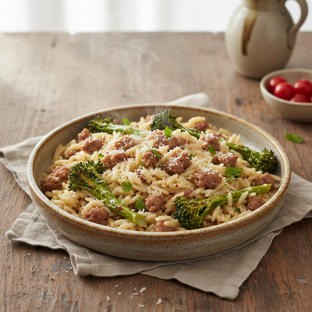 Hearty Sausage and Broccolini Orzo