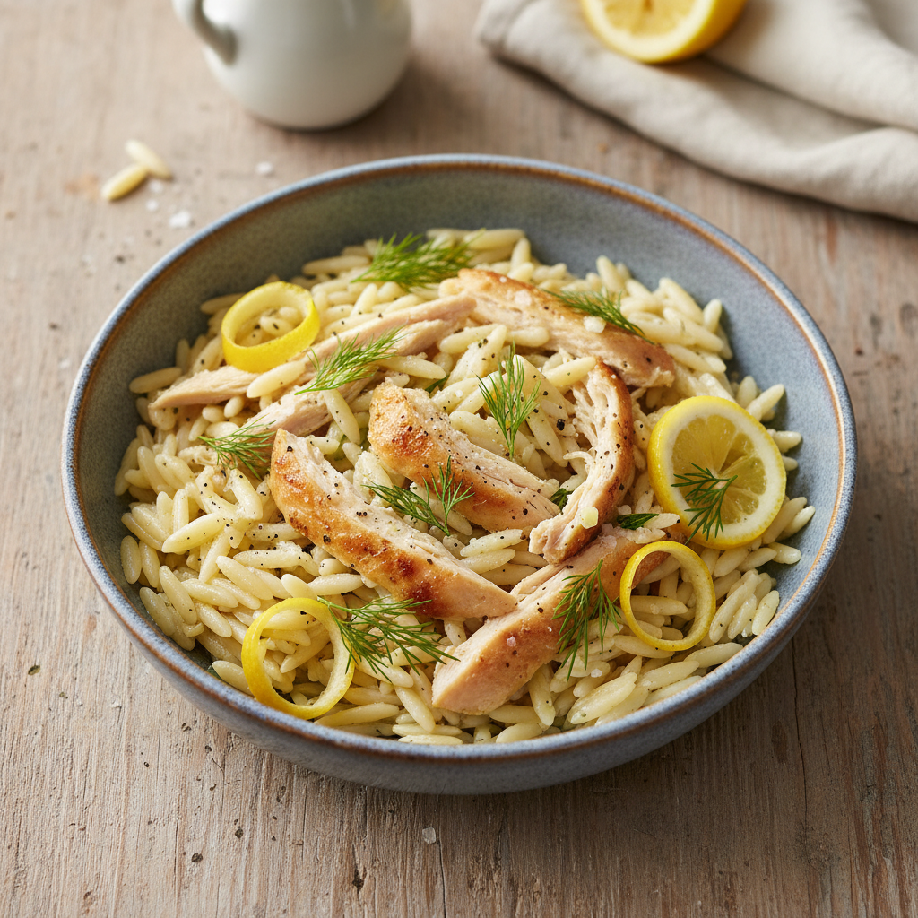 Lemon Dill Chicken and Orzo Bowls