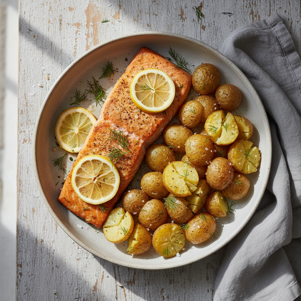 Lemon Dill Salmon with Roasted Potatoes