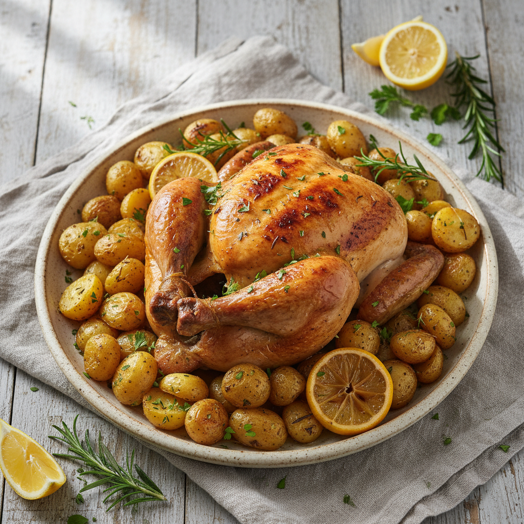 Lemon Herb Roast Chicken and Potatoes
