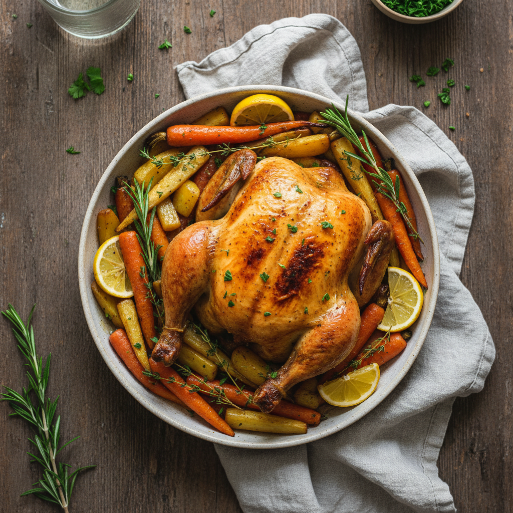 Lemon Herb Roasted Chicken and Root Veg