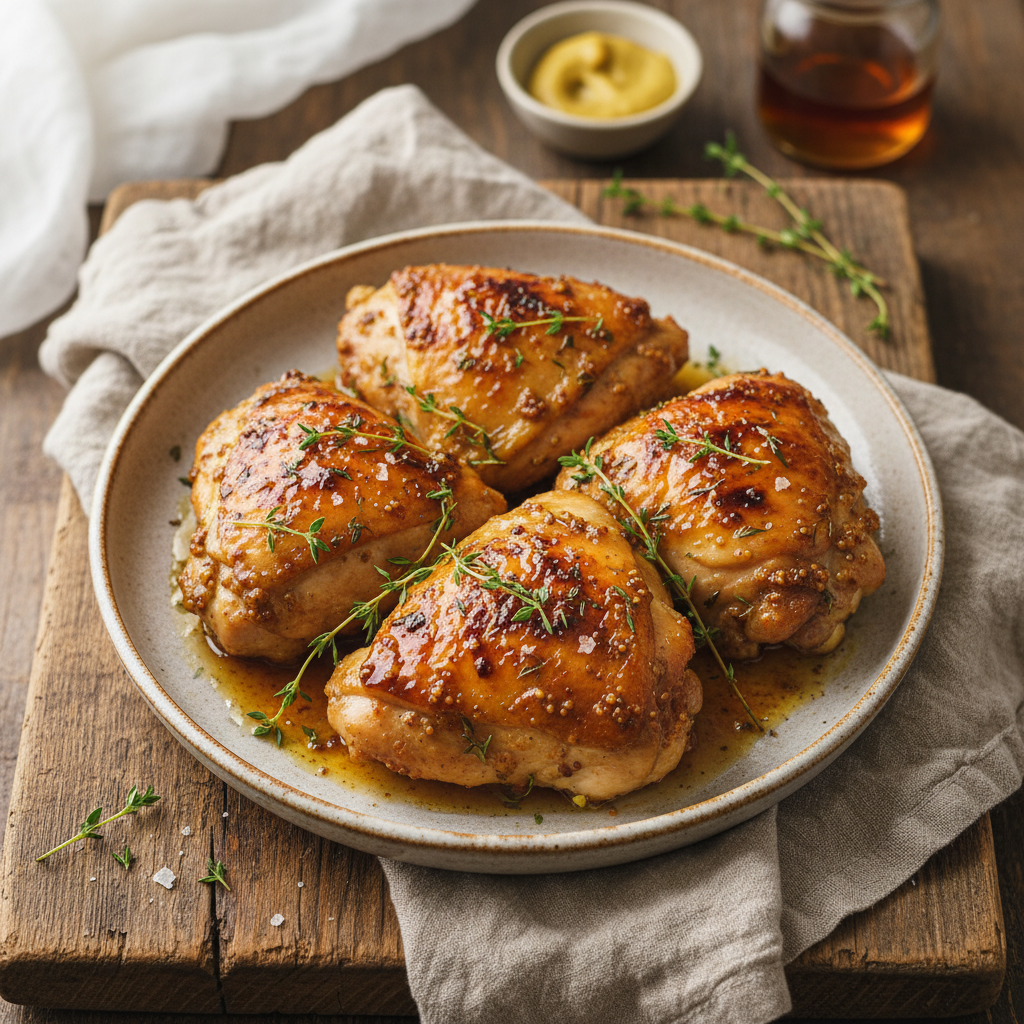 Maple Dijon Glazed Chicken Thighs