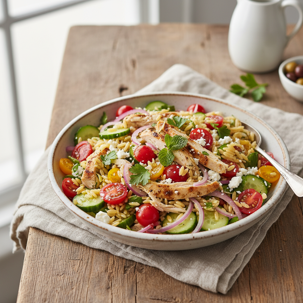 Mediterranean Chicken and Orzo Salad
