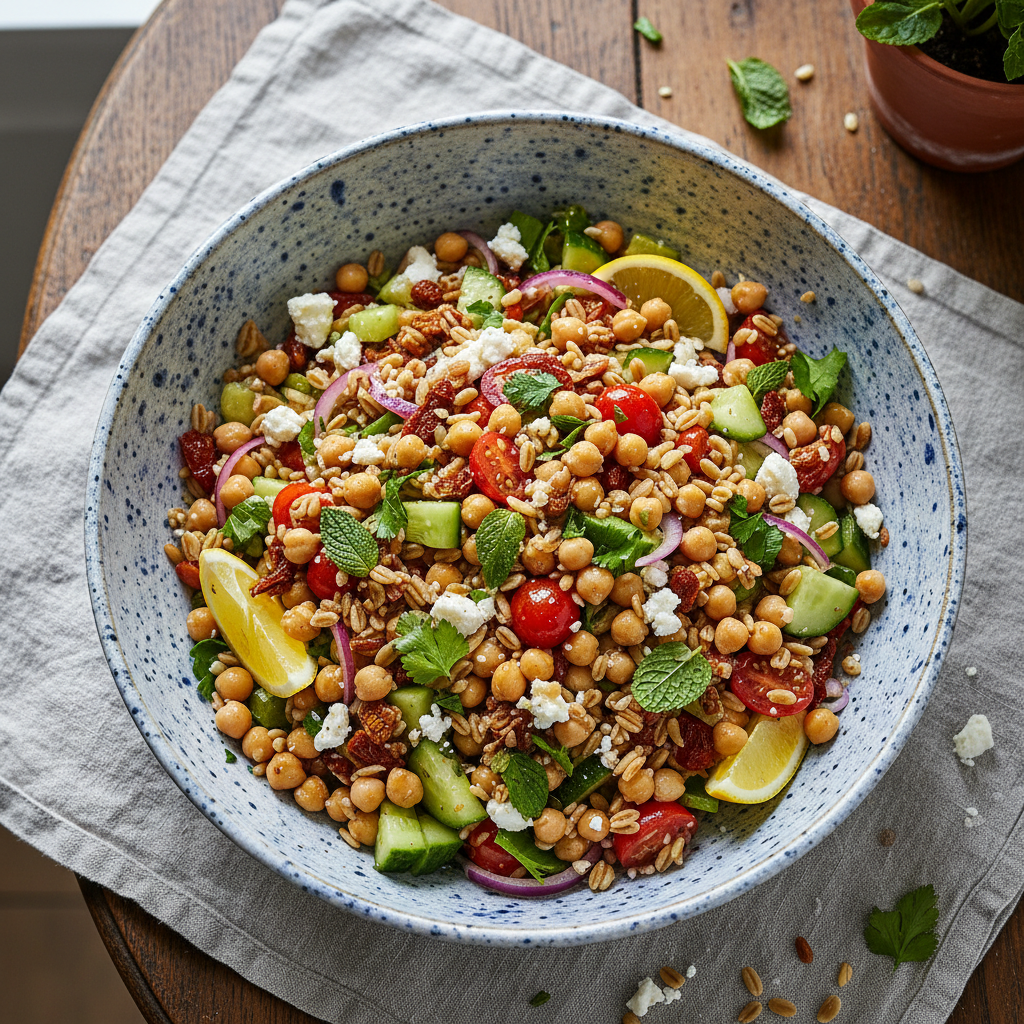 Mediterranean Chickpea and Farro Salad